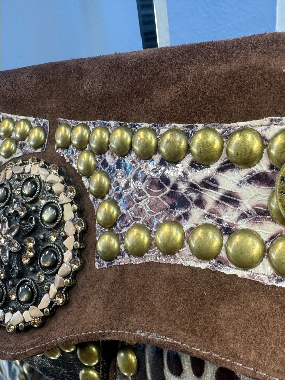 Leatherock USA Handcrafted Exotic Leather Studded Embellished Shoulder Bag